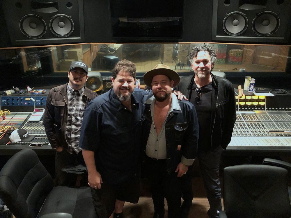  L to R: asst. eng. Joseph Holguin, Steve, Nathaniel Rateliff, Mickey Raphael. 